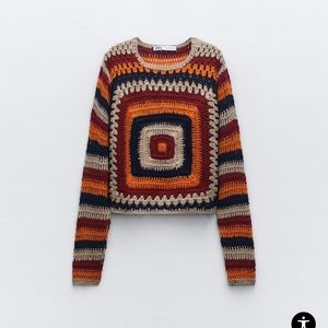 Zara crochet knit sweater size S (smallest size, first XS/S) NWT